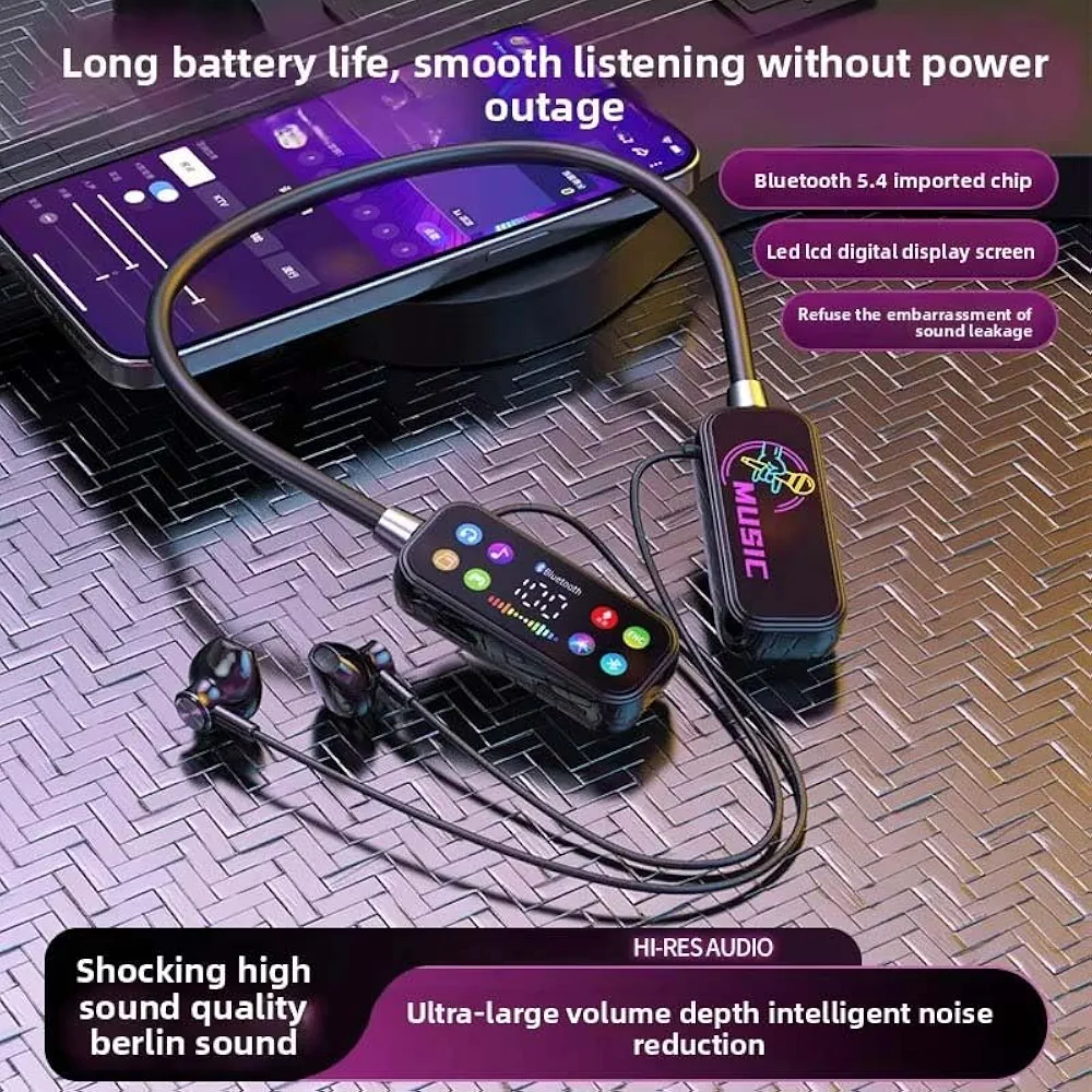 Mf Model YG17 Wireless Neckband Earphones With LED Display - Image 4