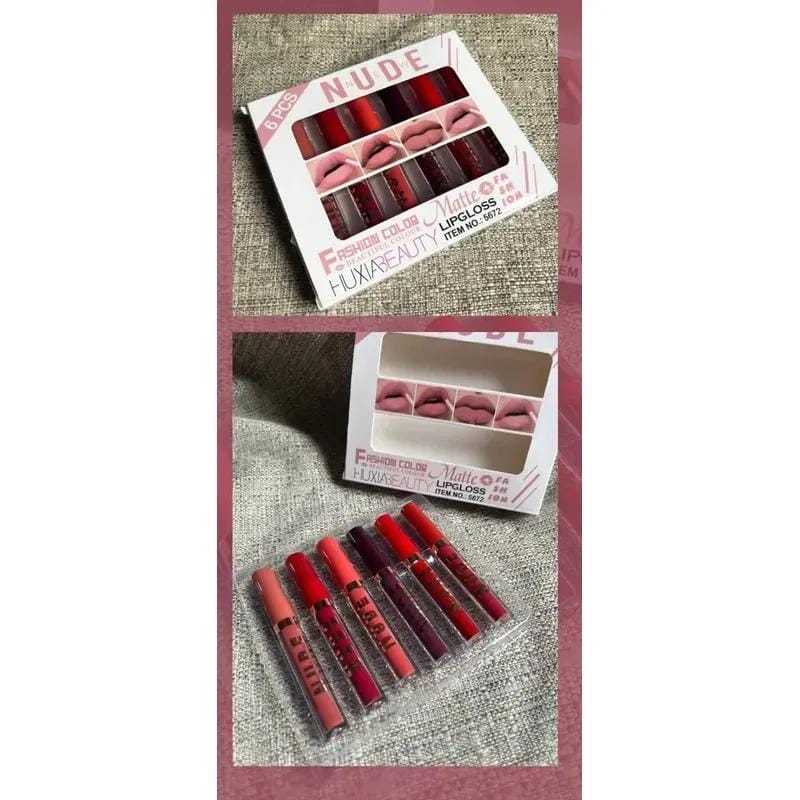 6 Pcs Nude & Red Matte Lip Gloss Set | High Pigmented Long Lasting Liquid Lipstick Collection - Image 7