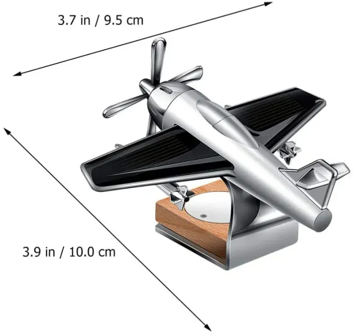 Solar Aeroplane Car Perfume Diffuser โ Silver Aircraft Air Freshener for Car Dashboard - Image 5