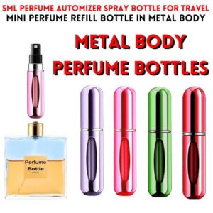 Pack of 2 5ml Metal Body Perfume Atomizer Spray Bottle - Random Color