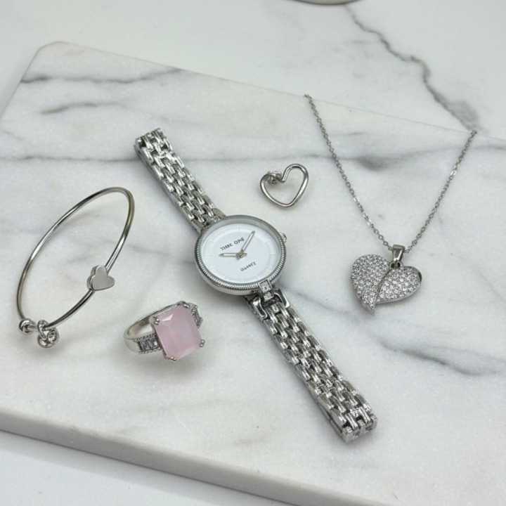 Elegant Heart & Stone 5-Piece Women’s Jewelry Gift Set ~ Imported - Image 4