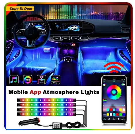 RGB Atmosphere Light for Cars & Bikes | 48 LED Bluetooth Interior Ambient Lighting Kit - Image 3