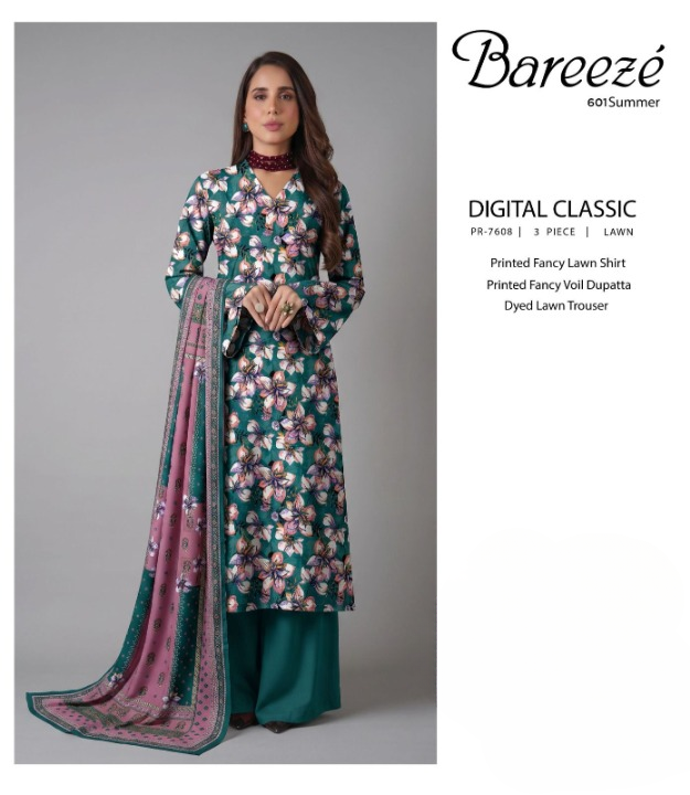 Bareeze Digital Classic 3 Piece Printed Lawn Suit โ PR-7608