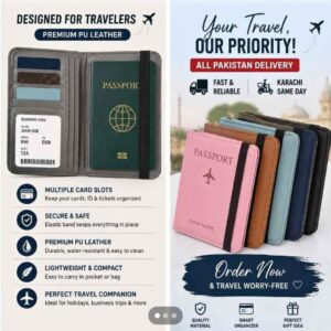 RFID Protected Passport Cover Holder & Travel Wallet Premium Leather Passport & Card Wallet for Men & Women Made In Chine High Quality (Ranom Color)