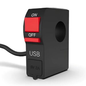 Universal Motorcycle Handlebar Switch with USB Port 5V 2A โ ON/OFF Button & Extra Lights Control Switch for Bikes
