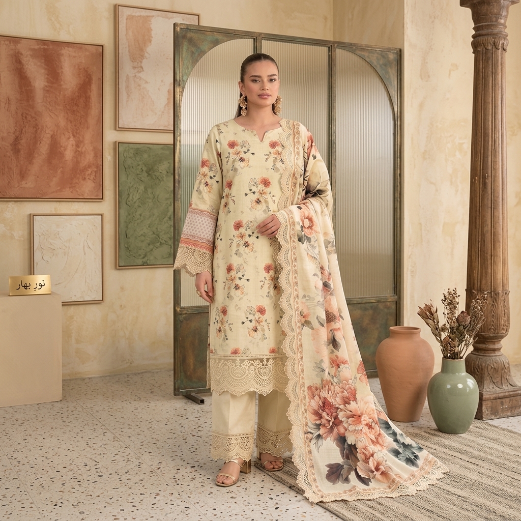 Malhaar Winter Unstitched 3-Piece Linen Suit - Volume 01 - Image 4