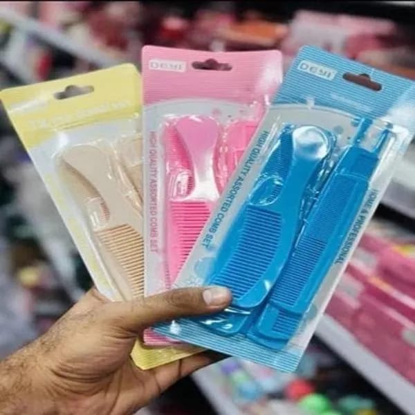 6 Pcs Hair Comb Set โ Assorted Hair Styling & Detangling Combs for Women, Girls & Daily Hair Care - Multicolor - Image 5
