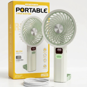 Portable Handheld Turbo Fan with LED Display โ 3-Speed Rechargeable Cooling Fan for Home & Travel