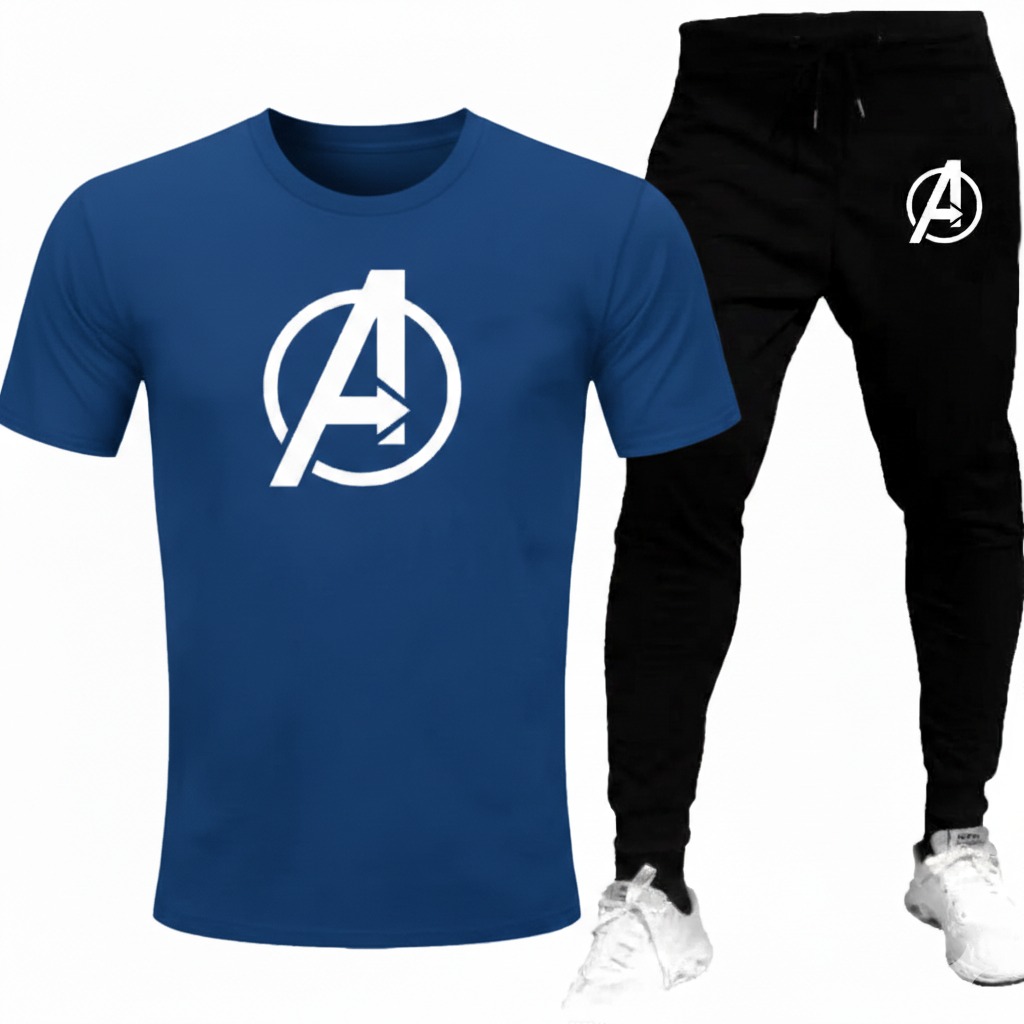 Stylish two Peice A Printed Round Neck Half Sleeves Casual Tracksuit Amazing And Trendy T Shirt And trouser for men and boys Gym Part Shirt And Jogging Track - Image 3