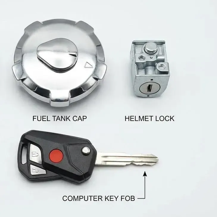 125cc Bike Ignition Switch & Helmet Lock Combo Black Metal