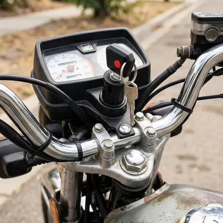 125cc Bike Ignition Switch & Helmet Lock Combo Black Metal - Image 3