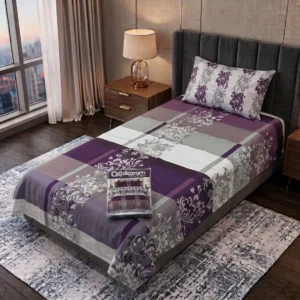 Exclusive 4 Pcs Cotton Salonica Printed Single Bedsheet