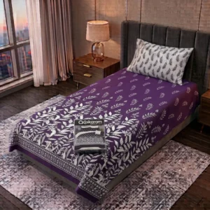 Exclusive 4 Pcs Cotton Salonica Printed Single Bedsheet