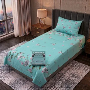 Exclusive 4 Pcs Cotton Salonica Printed Single Bedsheet