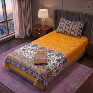 Exclusive 4 Pcs Cotton Salonica Printed Single Bedsheet