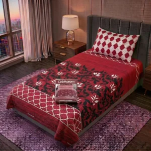Exclusive 4 Pcs Cotton Salonica Printed Single Bedsheet