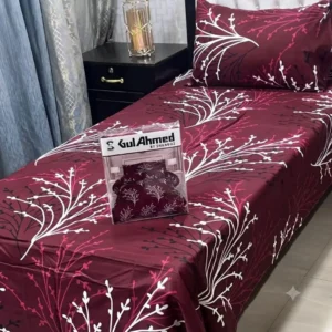 Stylish 4 Pcs Cotton Salonica Printed Single Bedsheet
