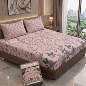 3 Pcs Cotton Salonica Printed Double Bedsheet