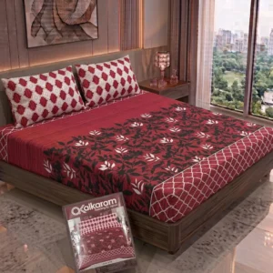 3 Pcs Cotton Salonica Printed Double Bedsheet