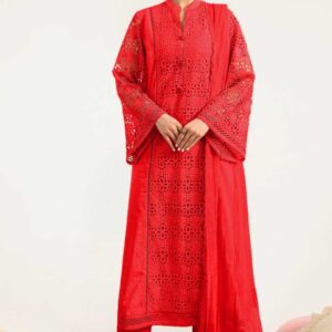 Zarmeen Emaan Fancy Embroidered Shirt Front Back Sleeves Daman Patch Handmade Neckline With Premium Viscose Trouser And Pure Bamber Chiffon Dupatta