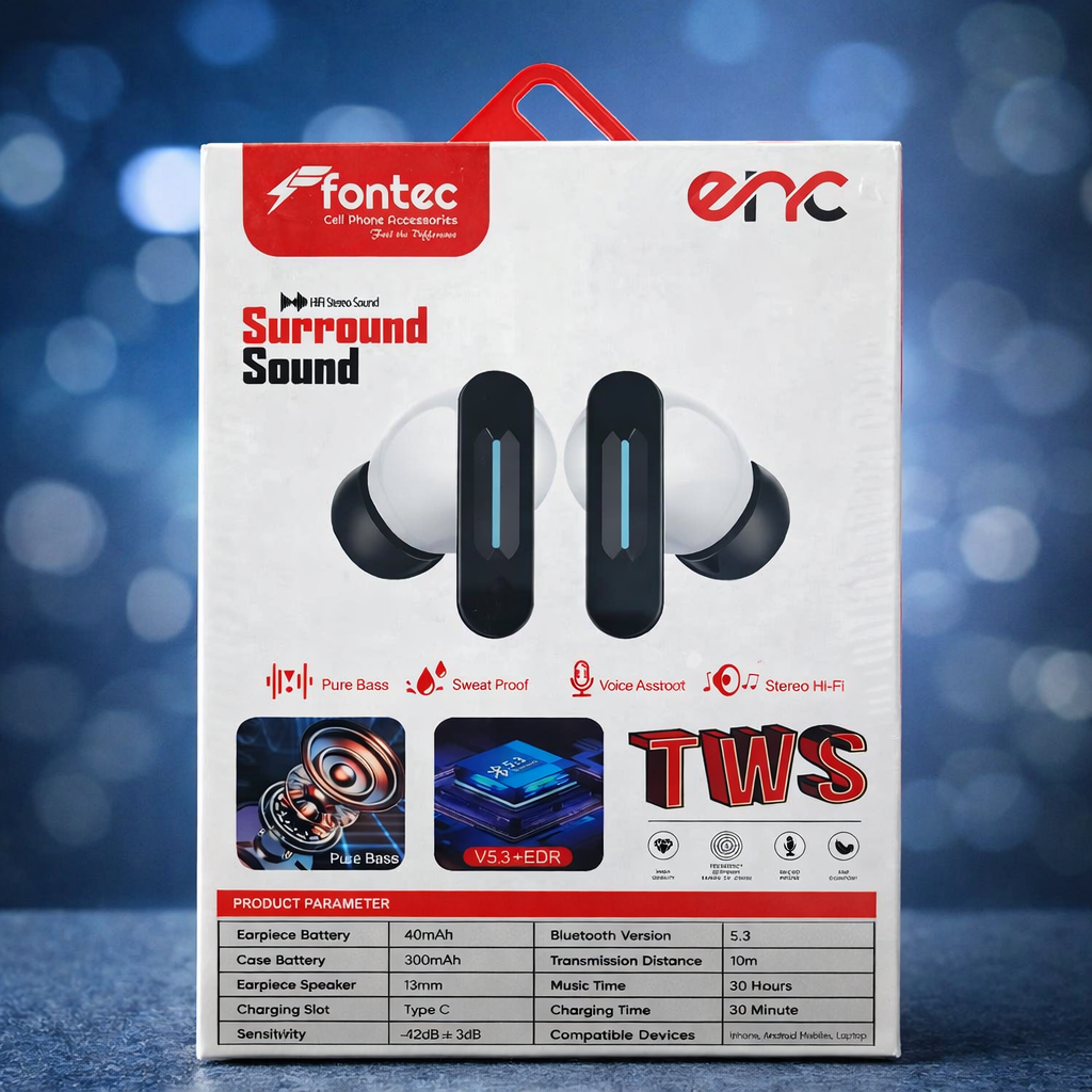 Fontec Winner True Wireless Earbuds โ Bluetooth 5.3 Gaming Airbuds with ENC Noise Reduction, RGB Light & Up to 30 Hours Playtime (White) - Image 2