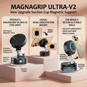 MagnaGrip Ultra-V2: Premium Vacuum Magnetic Phone Mount