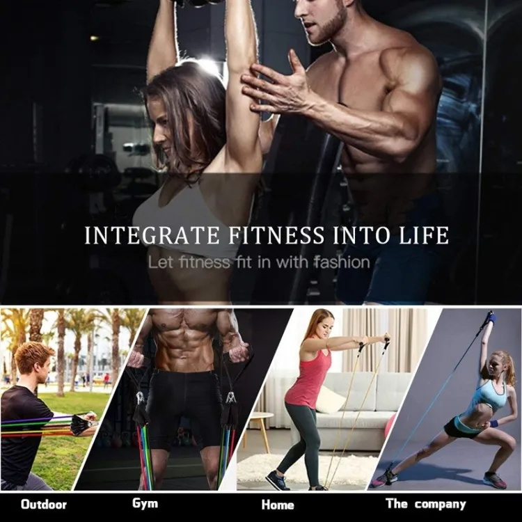 High Quality Portable Resistance Bands With Handles, Resistance Tubes & Workout Bands Exercise Band Elastic Pull Rope 11 Pcs Set - Image 4