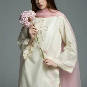 3 Pcs Women's Stitched Cotton Embroidered Suit