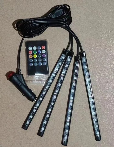 Car Interior LED Atmosphere Light with Remote Control โ Multi-Color Music Sync Ambient Strip Lamp (12V) - Image 2