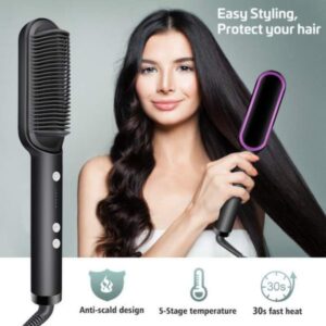 Professional Hair Straightener Brush โ Anti-Scald Comb with 5 Temperature Settings