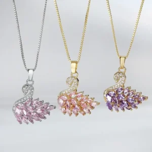 Gold Plated Base Korean Swan Zircon Pendant
