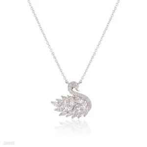 Silver Plated Korean Swan Zircon Necklace