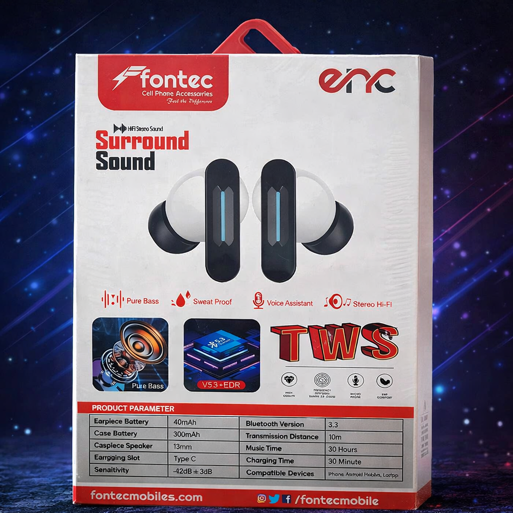 Fontec Winner TWS Wireless Earbuds โ Bluetooth 5.3 Gaming Earphones with ENC Noise Cancellation & Surround Sound - Image 3