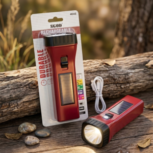 SGOD Rechargeable Torch Features A Solar Panel For Charging - High Performance Bright Handheld Flashlight Emergency Solar Outdoor Lighting Pen (Random Color)
