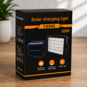 KSE CK686 50W Portable Solar Charging Flood Light - Powerful Rechargeable Outdoor Lighting For Camping, Emergencies, And Work Sites