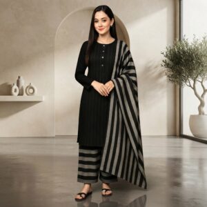 Unstitched Sussi Marina 3-Piece Suit - Apparel Accessory Designed For Fashion Styling And Daily Wardrobe Routine - Black