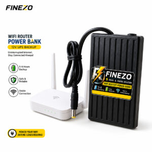 Finezo WiFi Router Power Bank 12V 6000mAh โ 0.5A/1A Mini UPS, 5-6 Hours Backup for WiFi Router & Modem โ Portable Internet Power Backup