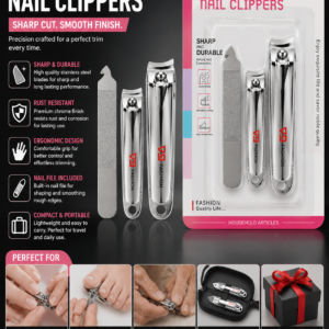 V9 Nail Clippers Set – Professional Stainless Steel Nail Cutter & File Grooming Kit