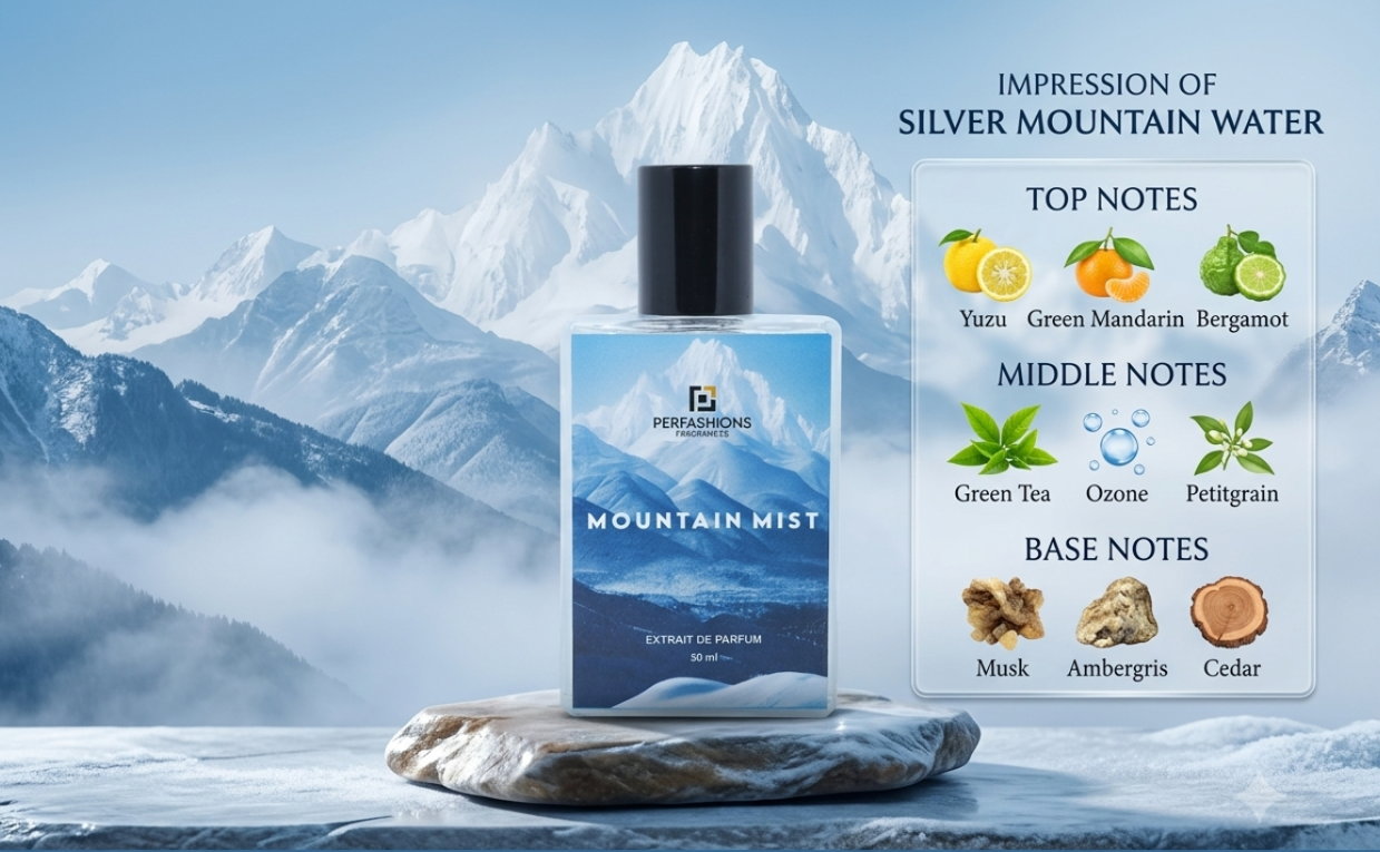 Mountain Mist โ Impression of Creed Silver Mountain Water | Aromatic Marine Extrait de Parfum for Men & Women | 50ml with Premium Box & Carry Bag