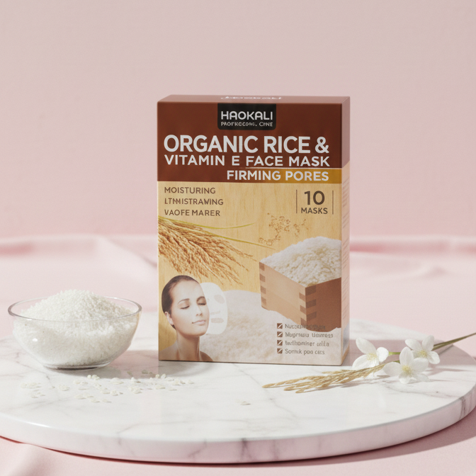 HAOKALI Professional Care Organic Rice & Vitamin E Face Mask - Firming Pores, Nourishing, Moisturizing & Whitening Skin(pack of 10) - Image 4