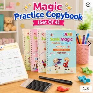 Magic Practice Copybook - Set of 4 with Disappearing Ink Pen