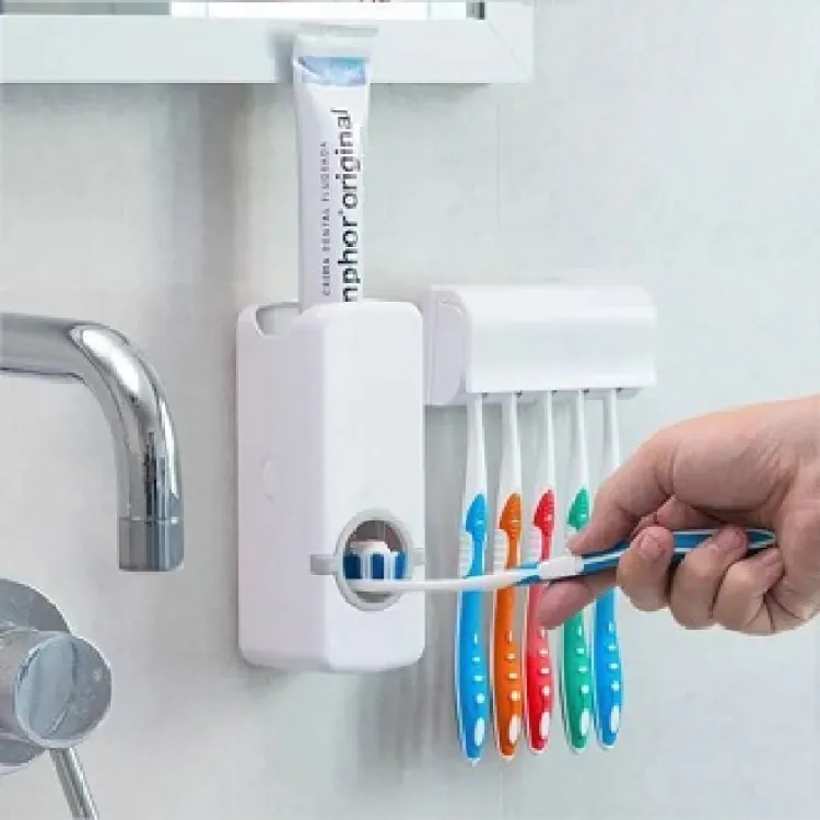 Automatic Toothpaste Dispenser & Toothbrush Holder Set