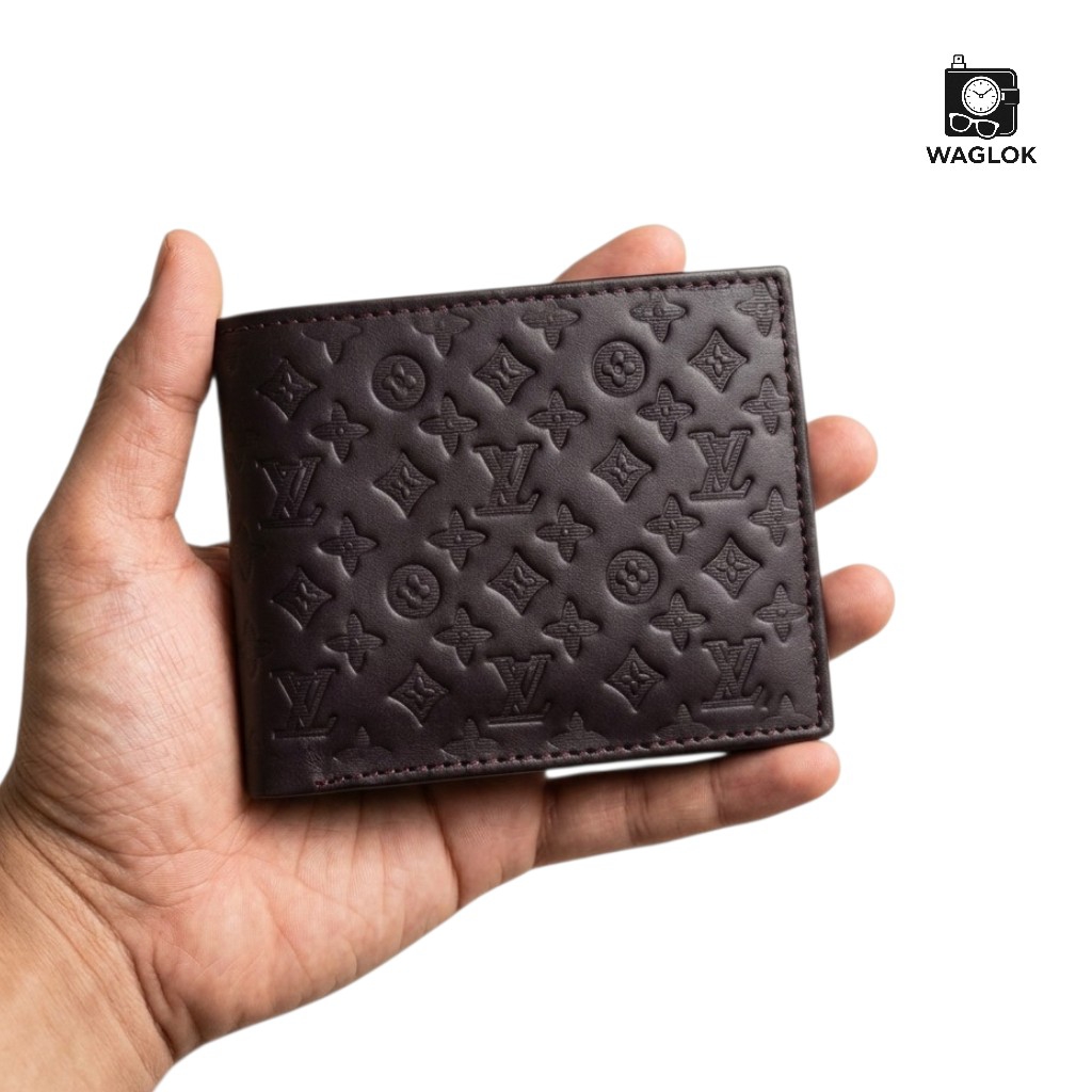 Men's Genuine Leather Bifold Wallet with Gift Box | Monogram Pattern RFID Card Holder Pocket Friendly Wallet - Image 9