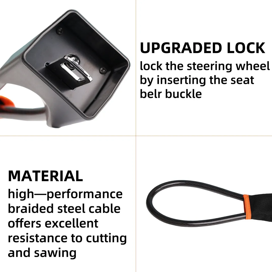 1 Pc Visibility Car Wheel Lock Universal Anti-Theft Steering Wheel Lock - Image 6