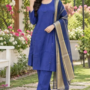 3 Pcs Women's Stitched Linen Printed Suit