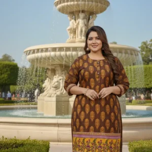 2 Pcs Women's Stitched Linen Printed Shirt And  SHALWAR