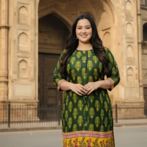 2 Pcs Women's Stitched Linen Printed Shirt And  SHALWAR