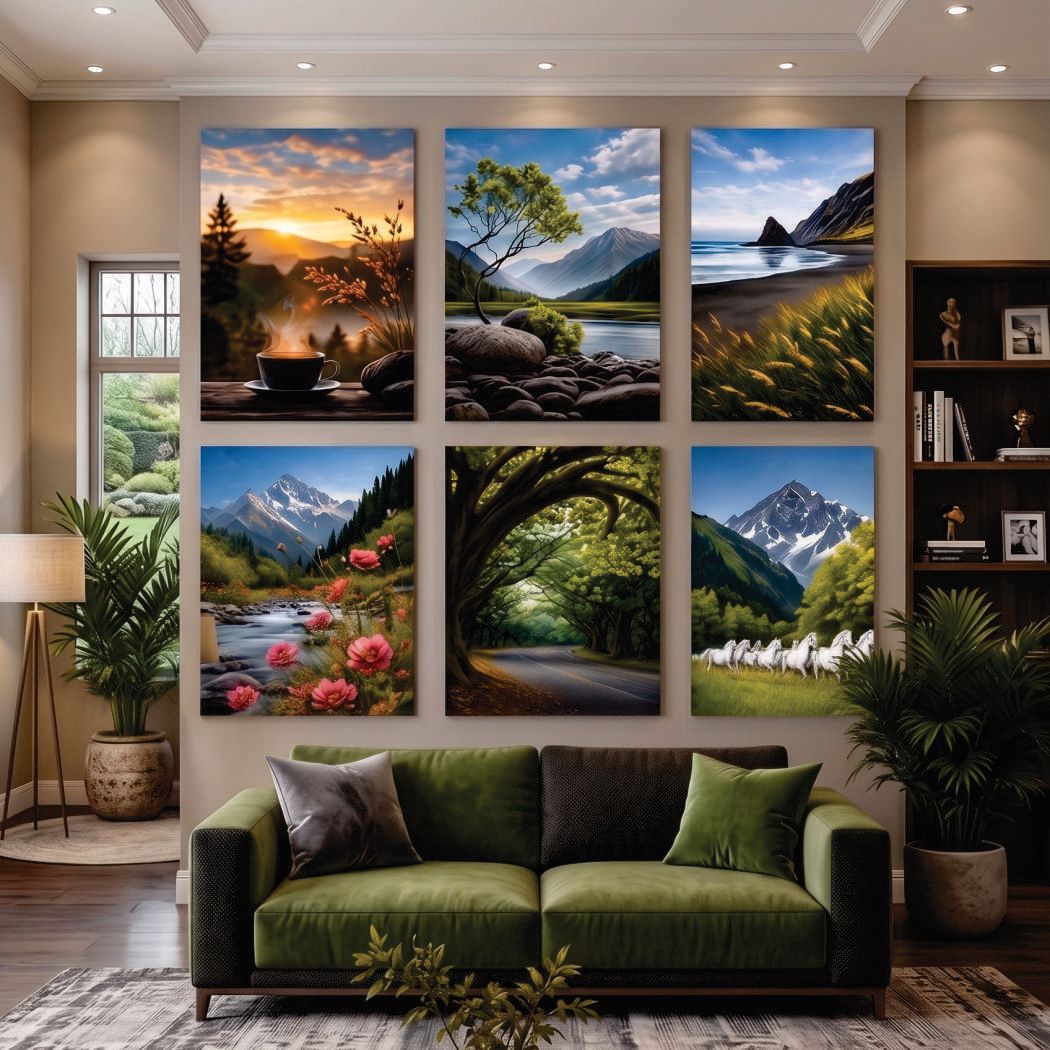 Set of 6 Premium Wall Art Photo Tiles โ Modern Home Decor Sets 8x11