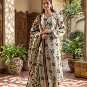 Saya Premium 3-Piece Printed khadder Suit – Unstitched winter Collection
