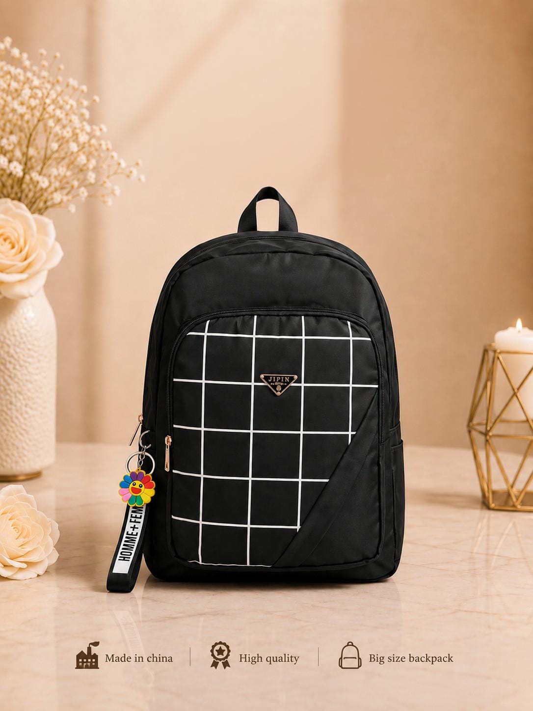 Urban Check Large Capacity Backpack for Women β Imported School, College, Office & Travel Bag